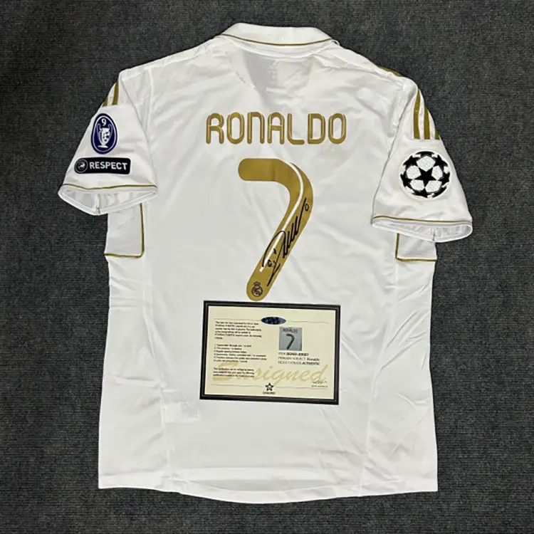 1112 Real Madrid home C Ronaldo jersey short sleeved long sleeved football uniform fan version signed printed jersey training uniform