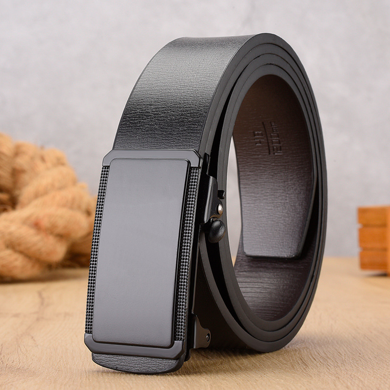 Belt men's classic automatic buckle men's belt pu belt body smooth buckle business belt wholesale men's belt new