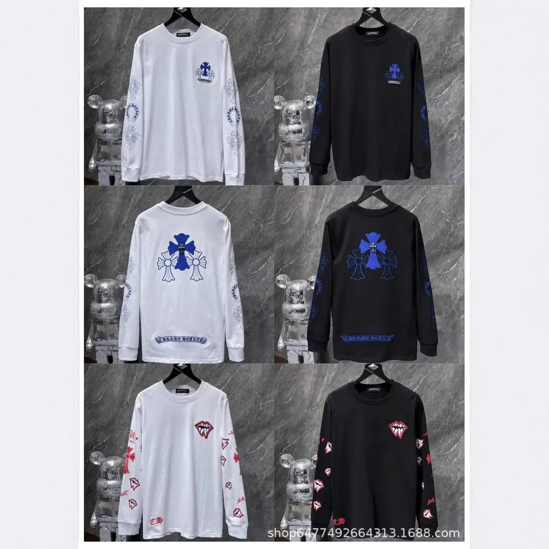 Cross Cross Arm Horseshoe Embroidery Long Sleeve T Wholesale