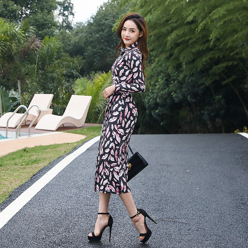 Dress 2025 Summer Elegant Love Red Lip Print Knitted Stretch Slim Fit Lace-Up Wrap Skirt