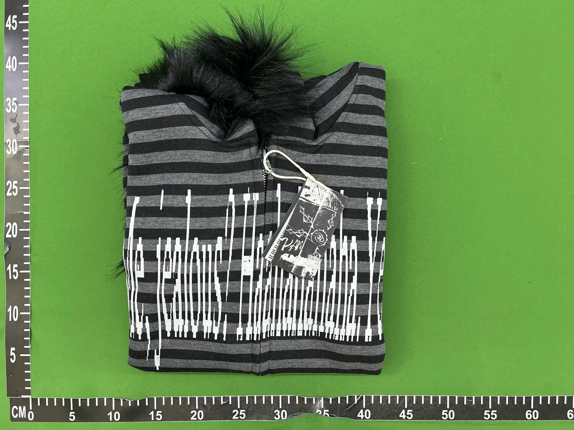 Paiki """"The Preludes """"Jief"" Black and Gray Striped Fur Collar Cardigan Sweater Hooded Sweatshirt for Men