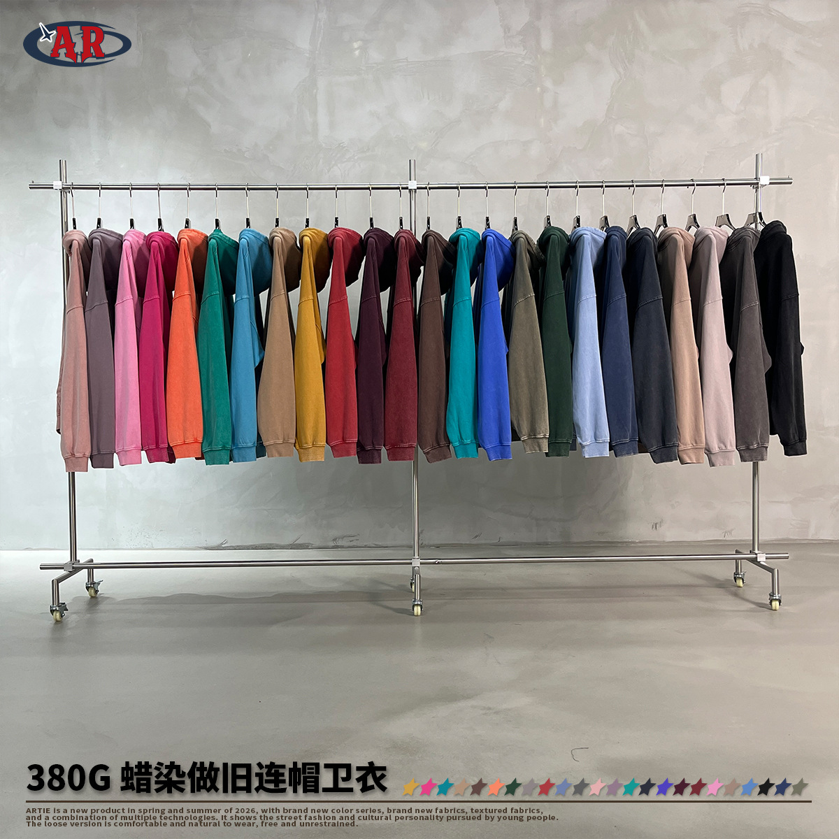 2026 New American Retro Morandi Color Wax-Dyed Hooded Sweatshirt for Men and Women, Washed and Distressed High Street Hoodie Wholesale