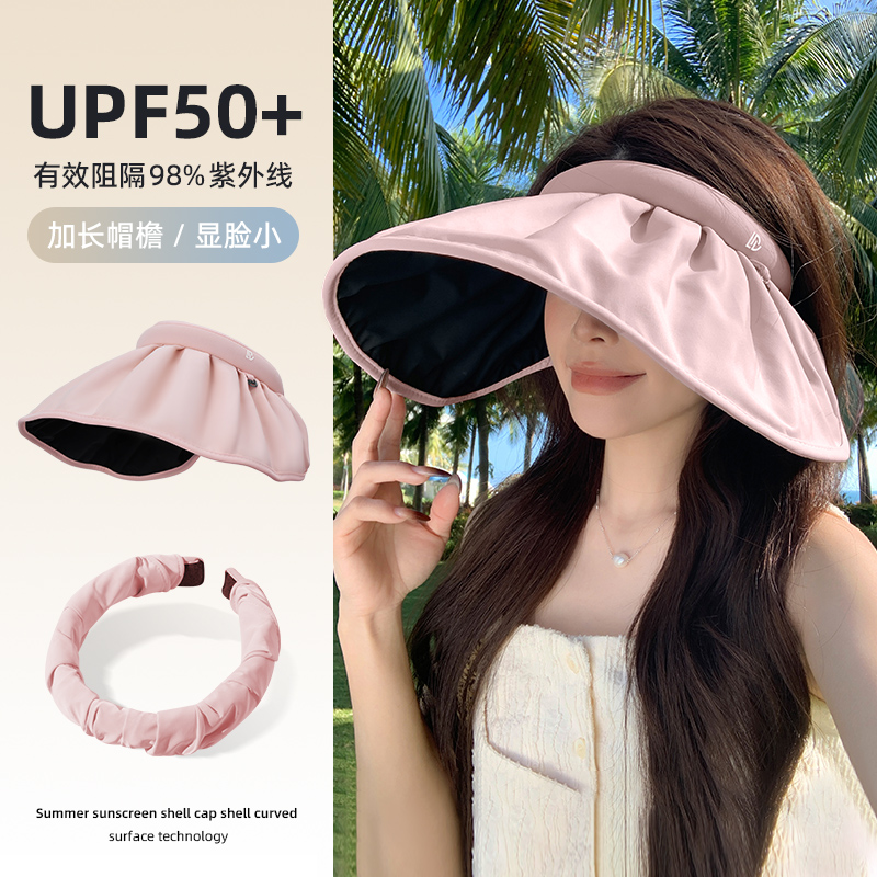 Large Brim Black Rubber Shell Hat for Women, Summer Uv Protection Outdoor Sun Hat, Can Be Layered with Hairbands, Sunshade Hat, New