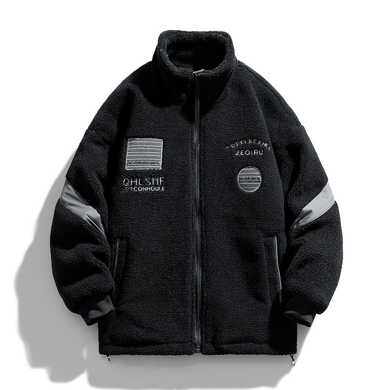 Japanese Trendy Lamb Fleece Cotton-padded Jacket Winter New Austrian Grain Fleece Thickened Cotton-padded Jacket Cotton-padded Foreign Trade Couples Sweatshirt