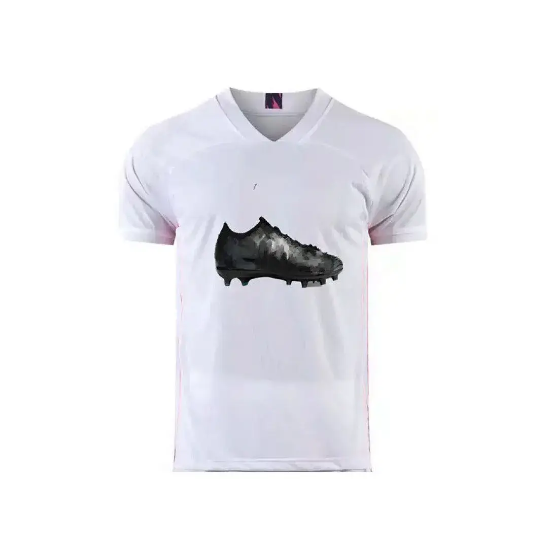 White T-shirt with black soccer cleat graphic