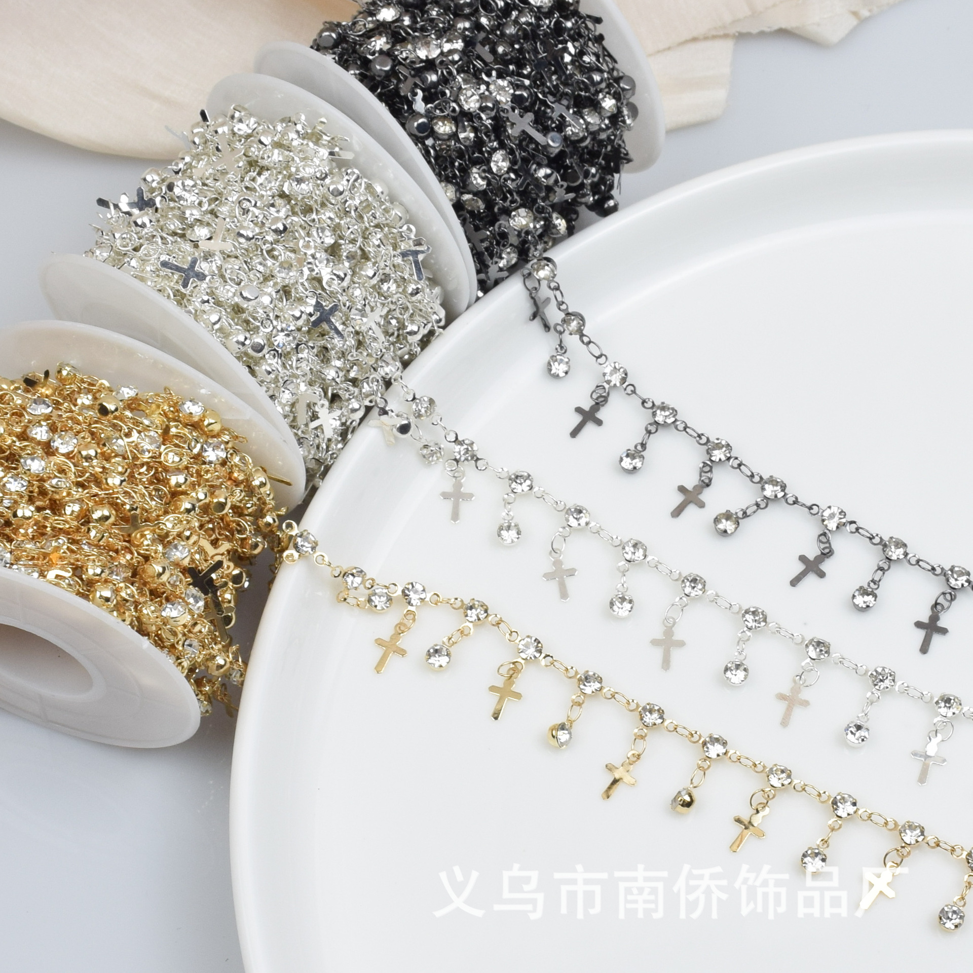 diy chain all copper cross rhinestone claw chain handmade wreaths all jewelry chain bracelet necklace clothing accessories