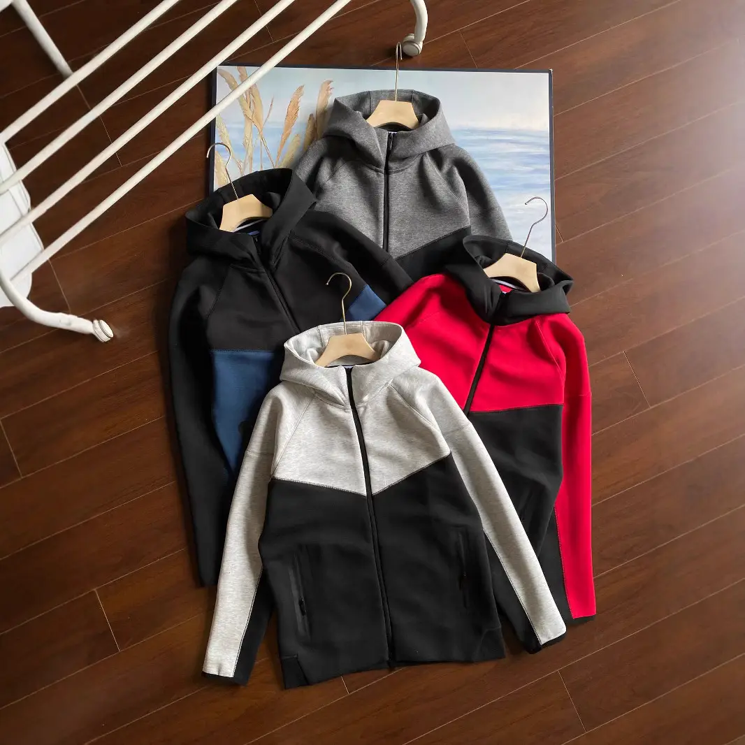 2025 new four seasons models multi-color leisure sports breathable double side zipper pockets hooded men's zipper 454