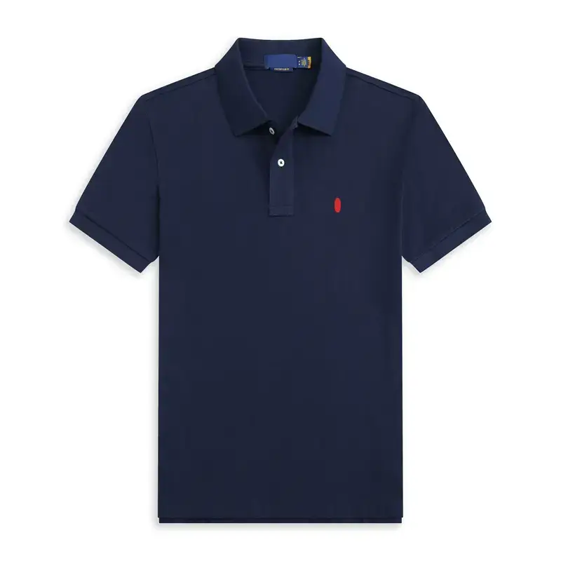Summer New T-shirt Men's Short Sleeve Large Loose Solid Color Collar Casual Half Sleeve Cotton T-shirt Summer Embroidery Logo