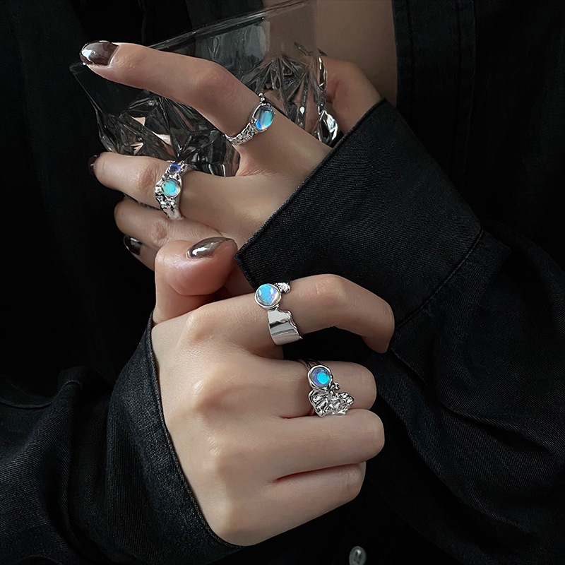 Hua You Le 2022 New Moonstone Opening Ring Women's ins Niche Design Finger Ring Fashion Personalized Ring