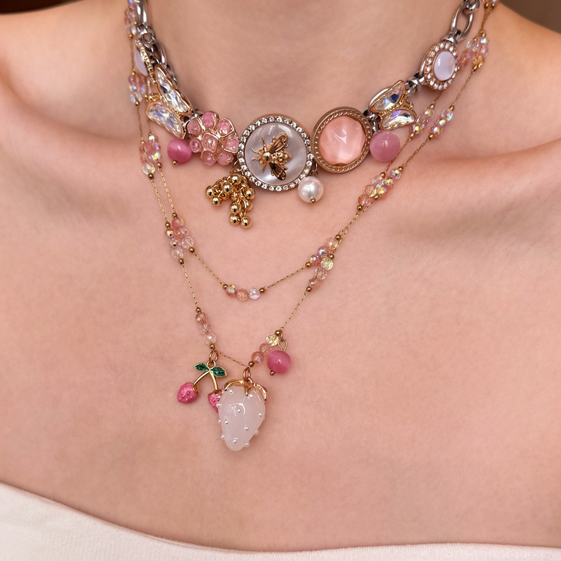 European and American Cross-Border Glass Rhinestone Oil Drop Pendant Necklace, Fashionable and Bold Personality Clavicle Chain, Elegant and High-End Jewelry