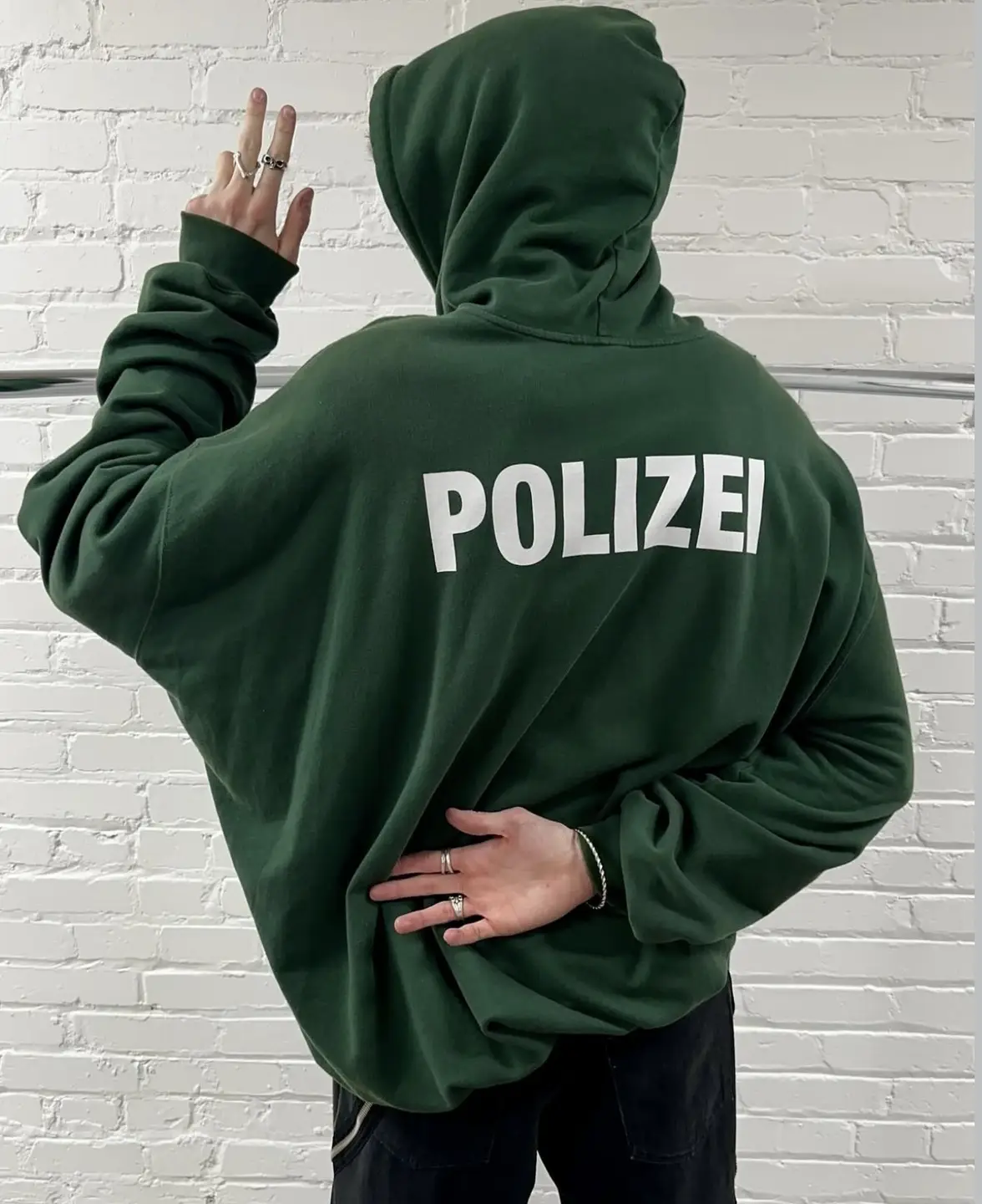 Spot VTM ss16 OG Green Polizei Hoodie Green slogan logo sweatshirt