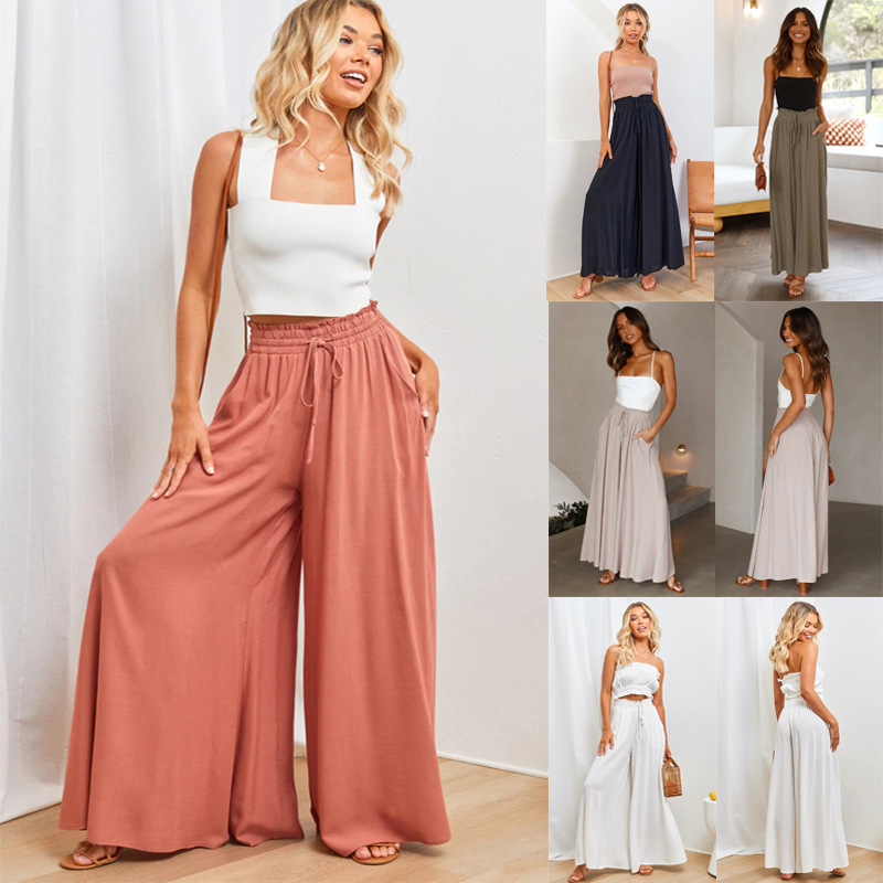 2026 European and American Spring and Summer Aliexpress Amazon Casual Wide-Leg Popular Loose Casual Fashion Long Pants for Women