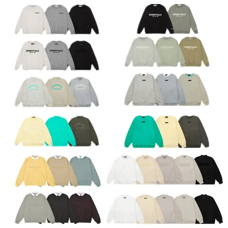 High Version 2024 Trendy FOG ICON Line New Back Silicone Letter Men's and Women's Round Neck Sweatshirt