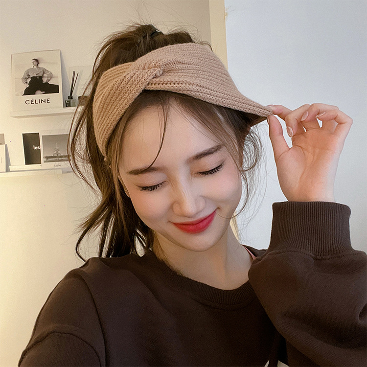Vintage Autumn and Winter Wool Cross Hair Band Woven Knitted Turban Headband Sweet All-match Wide-brimmed Headwear Mori Women Korean