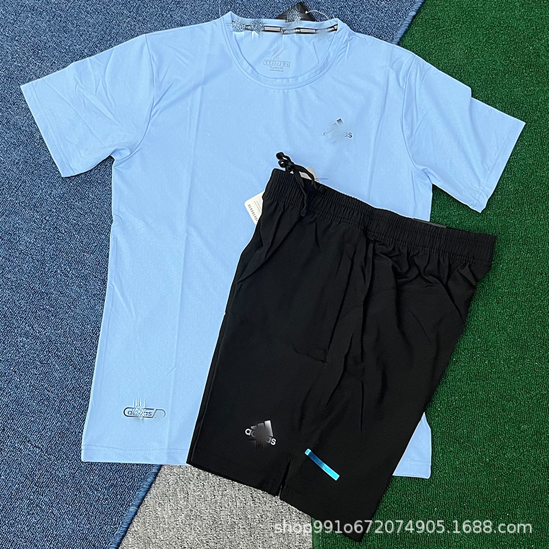 Sports Running Shorts, Track and Field Training, Marathon Quick-Drying Shorts, Men's Casual Loose Breathable Ice Silk Short-Sleeved Suit
