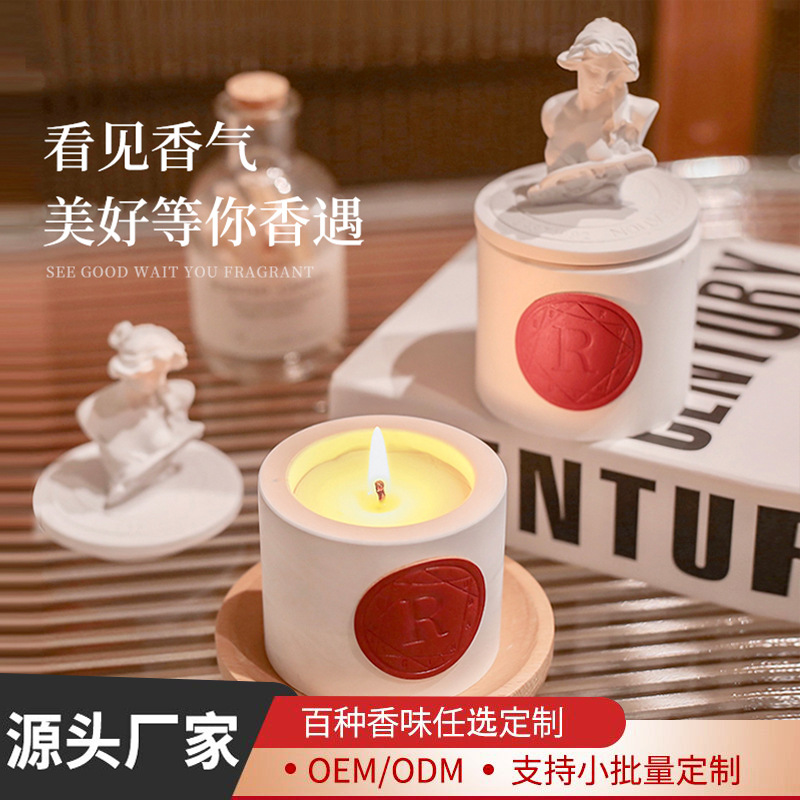 Gypsum Statue Aromatherapy Candle Soy Wax Bedroom Essential Oil Fragrance Lasting Fragrance Niche Birthday Gift Accompanying Gift