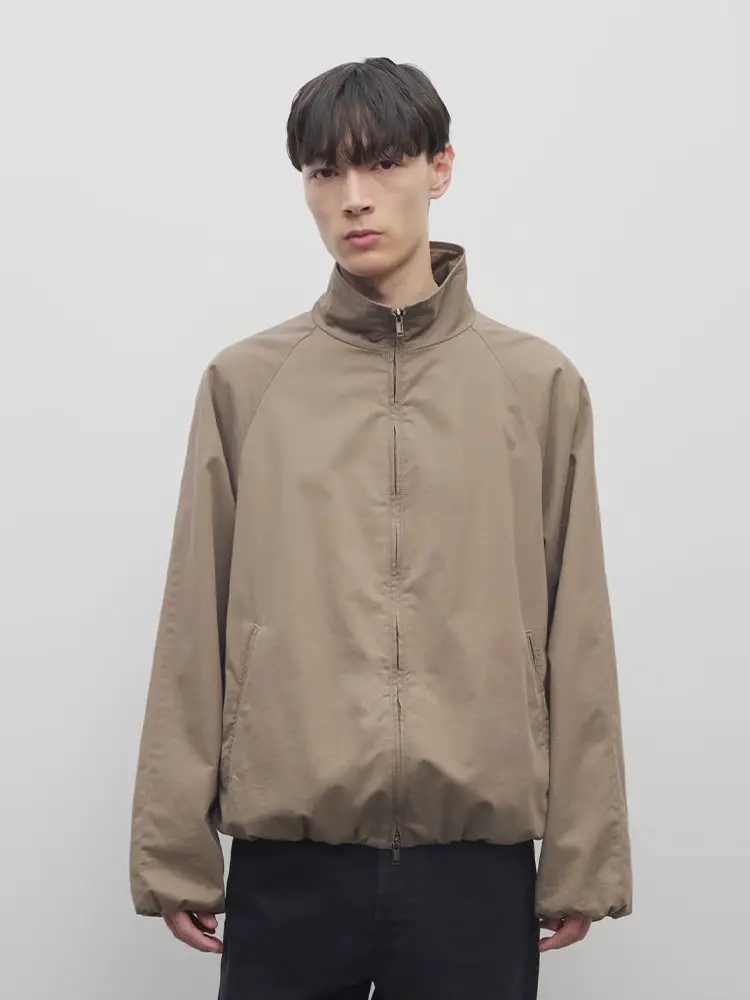 Row style Oyu stand up collar wool blend jacket, brushed, sandwashed, brown silhouette jacket, vintage style
