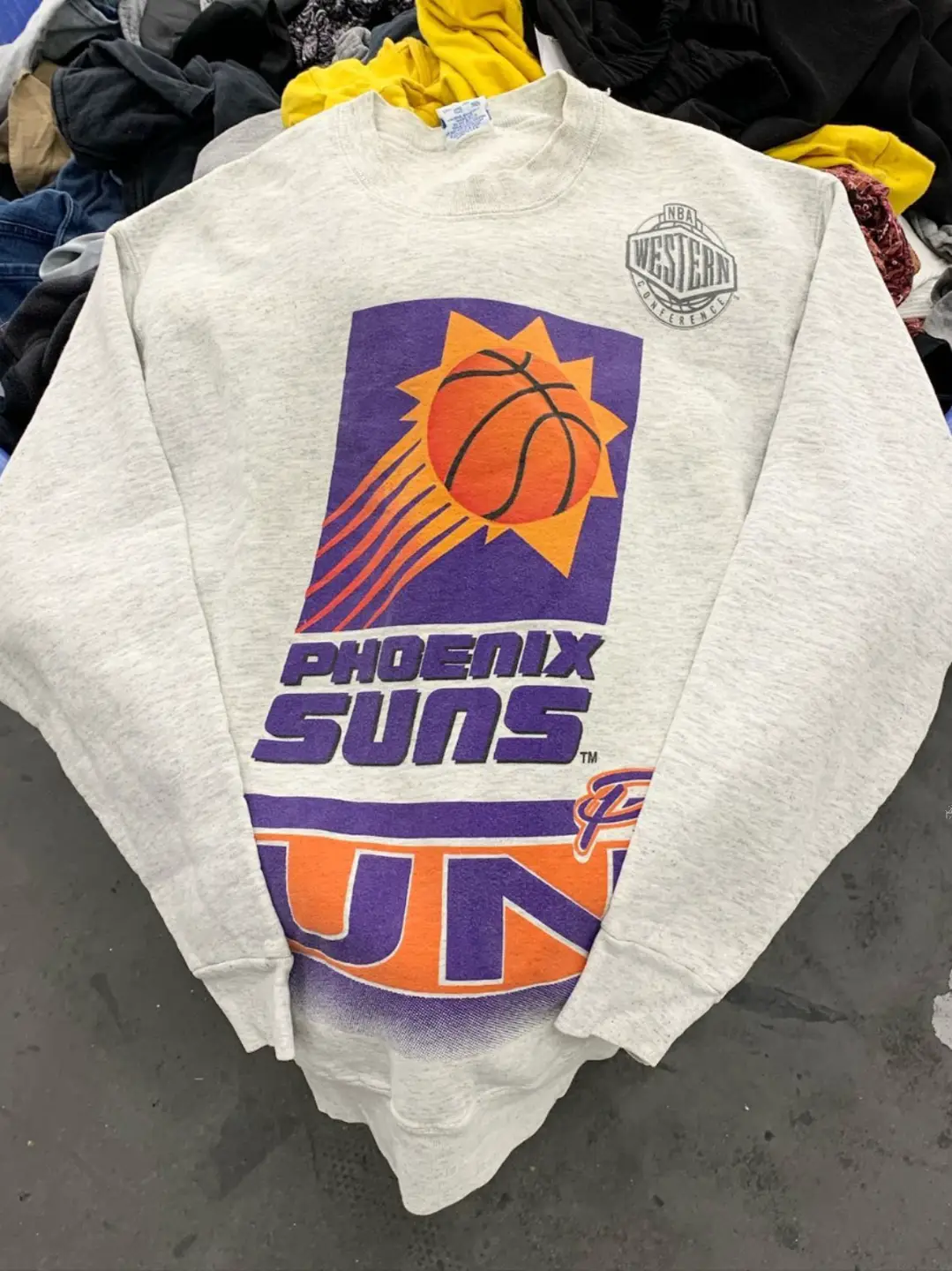 Affordable Quality Goods, Heavy Texture, American-Style Oversized Phoenix Suns Logo College-Style Crewneck Sweatshirt