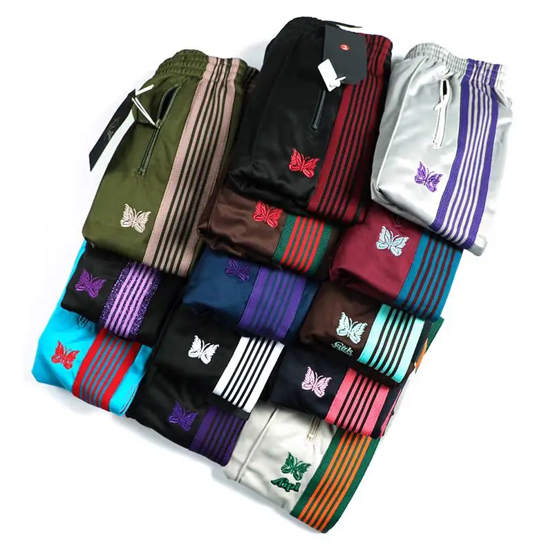 Needles Track Butterfly Pants Men's Embroidered Casual Straight-Leg Pants Trendy Versatile Sports Pants Drapey Wide-Leg Pants