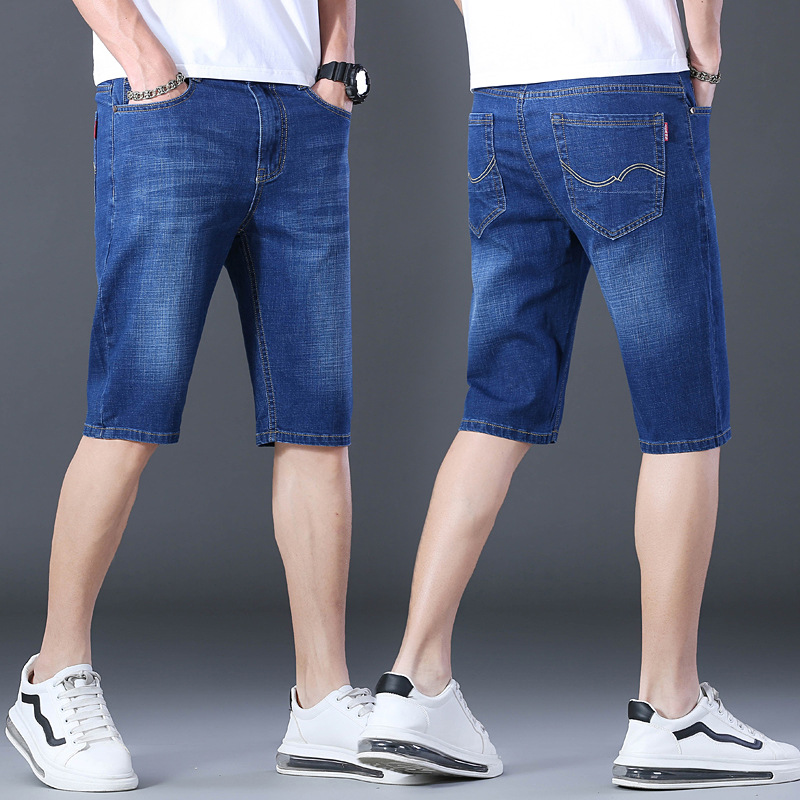 Denim Shorts Men's 2025 Summer Thin Men's Casual Jeans Korean Style breeches Loose Straight Middle Pants Men's