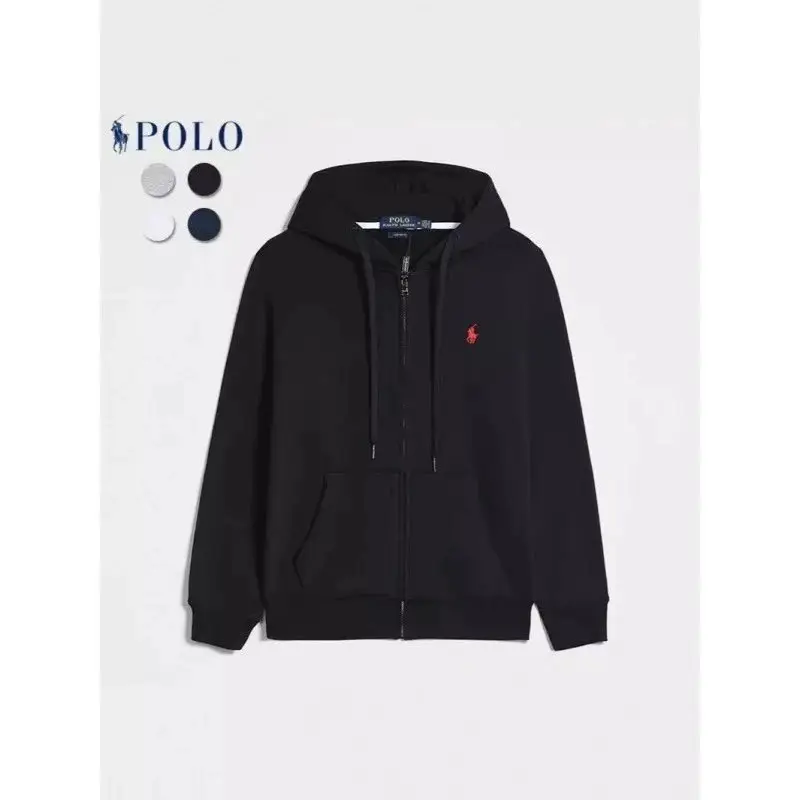 CR Long Sleeve Sweatshirt Men's Casual Cotton Solid Color Embroidered Zipper Pullover Cardigan Sweatshirt