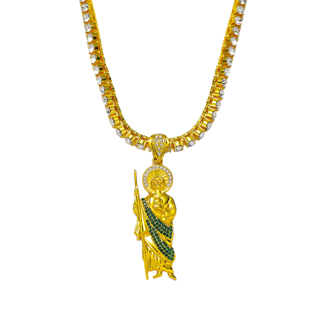 Europe and the United States cross-border new personality hip-hop style religious St. Jude portrait pendant hip-hop creative personality pendant necklace