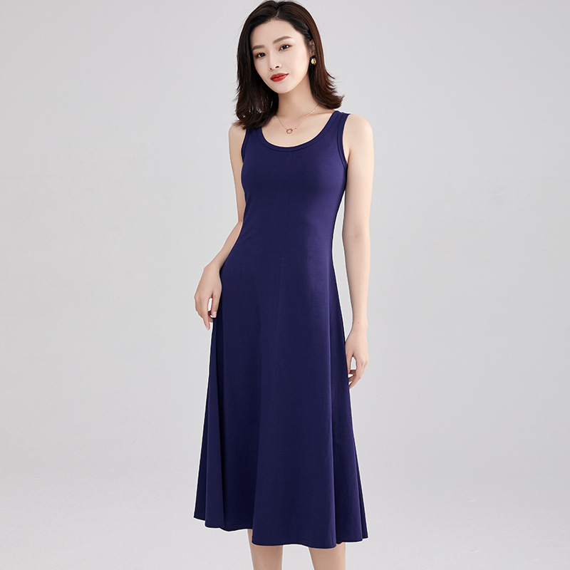 2026 Dress, Spaghetti Strap Dress, Sleeveless Round Neck Mid-Length Dress for Tall Women, Exclusive Fashion Style