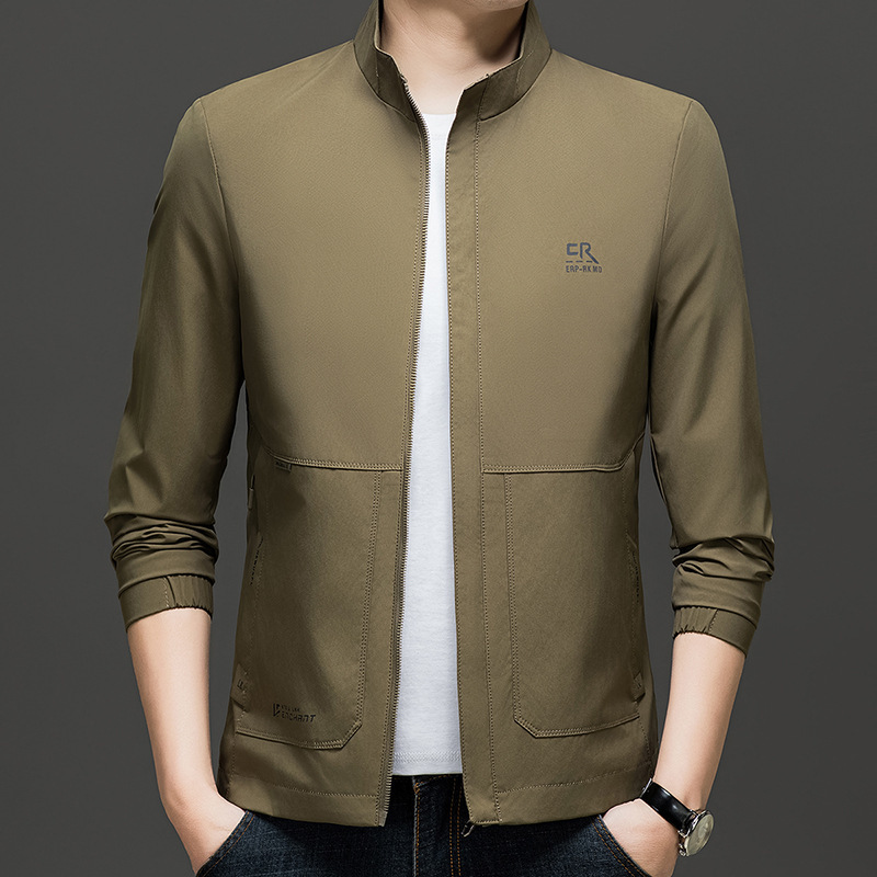 Fashion Collar Trendy Casual Jacket Coat Men's Spring and Autumn New Arrival Middle-aged Dad Cardigan Handsome Top
