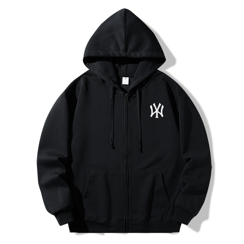 in stock 320g Heavy Cotton NY Cardigan Sweater Men's and Women's Loose plus size Casual Sports Jacket