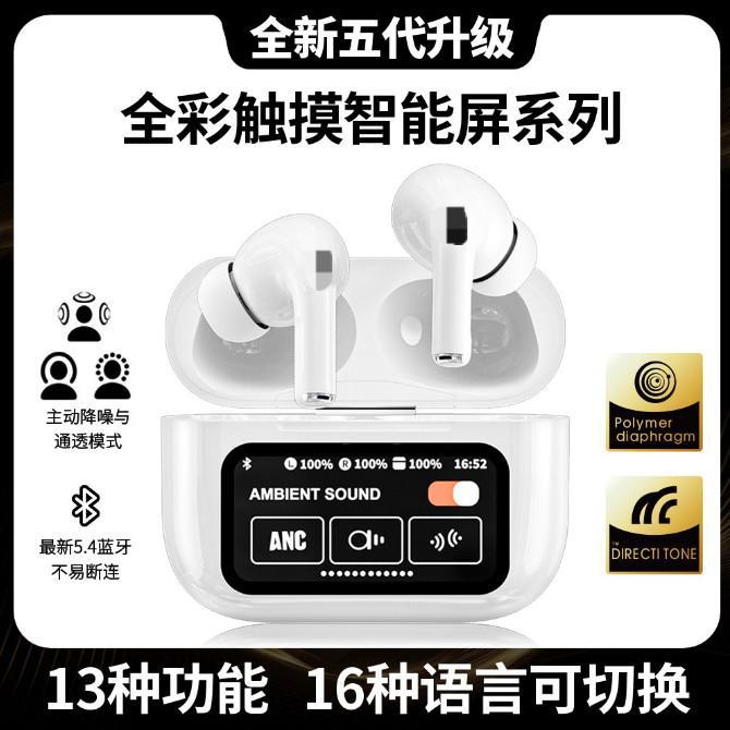 Cross-border Explosions A9Pro Wireless Bluetooth Headset Long Endurance In-ear ANC Noise Reduction Multilingual Five-generation Color Screen