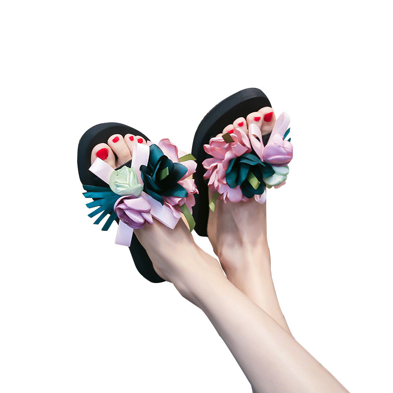 Handmade European and American 2025 Summer New Women's Sandals, Fashionable Large Flower Design, Cross-Border Hot-Selling Non-Slip High-Heeled Sandals