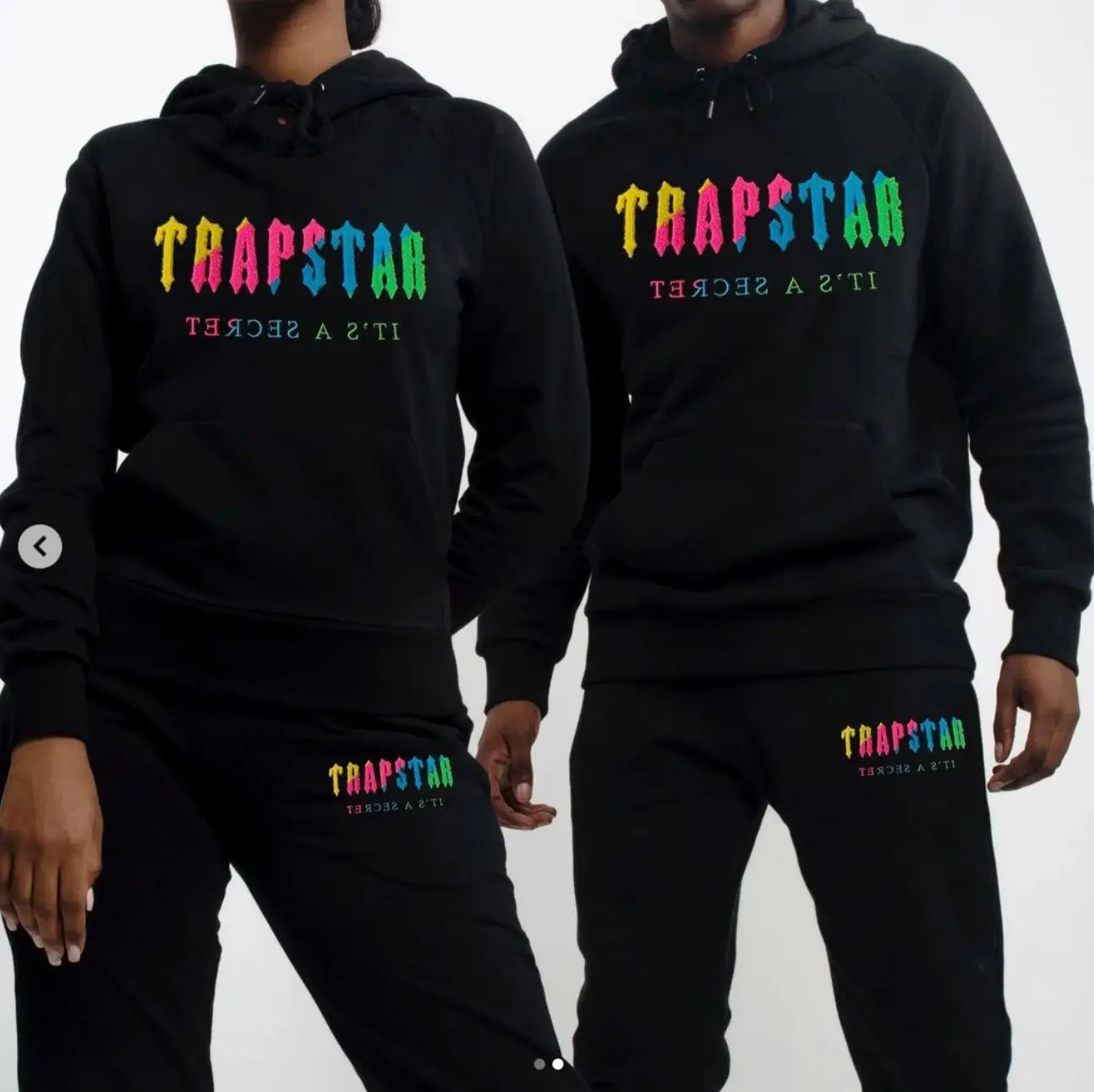 Trapstar欧美高街潮流绣花卫衣男女同款加绒连帽套头卫裤套装