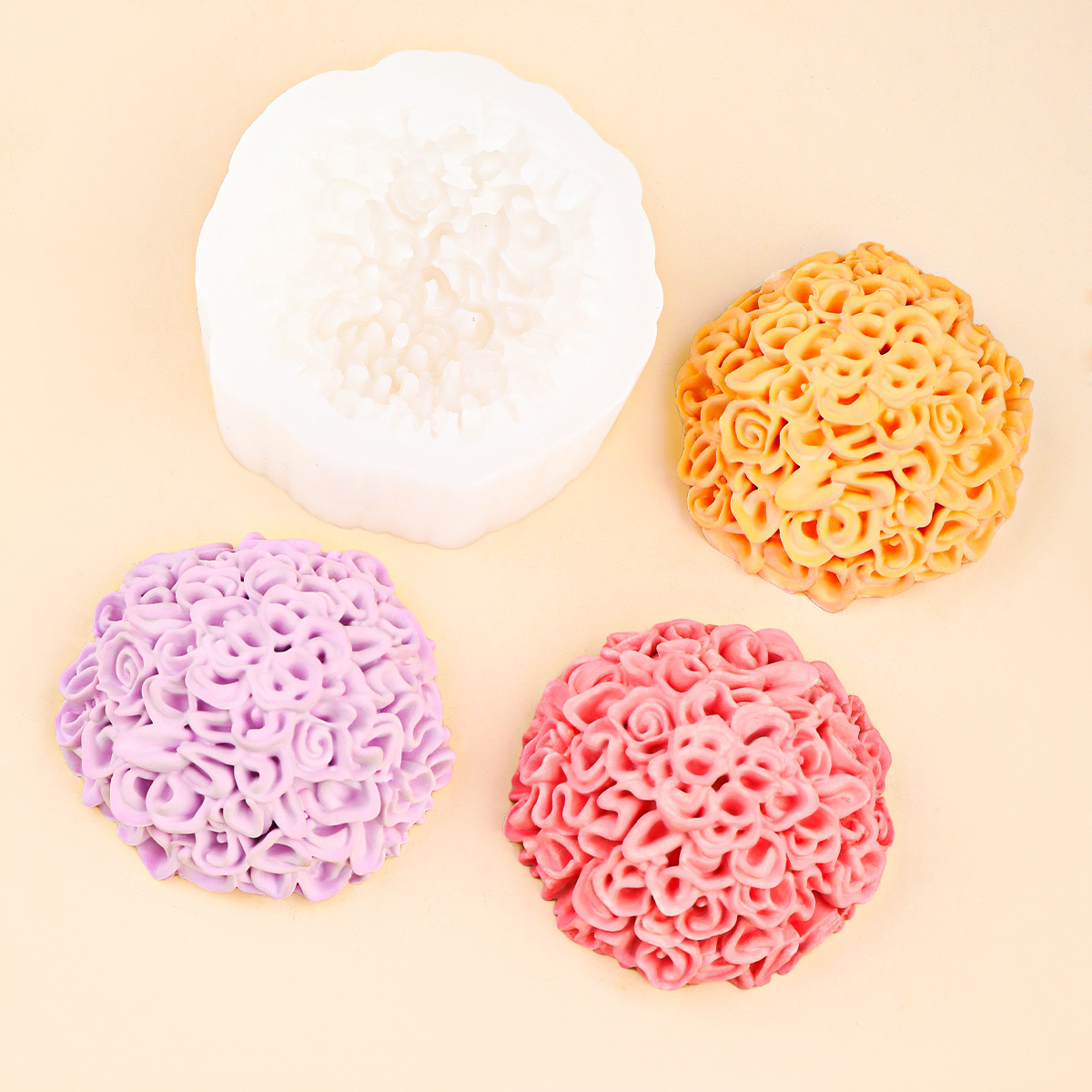 Marigold Flower Silicone Mold Rose Ball Chrysanthemum Aromatherapy Candle Gypsum Ornament Mold Fold Sugar Chocolate Mold