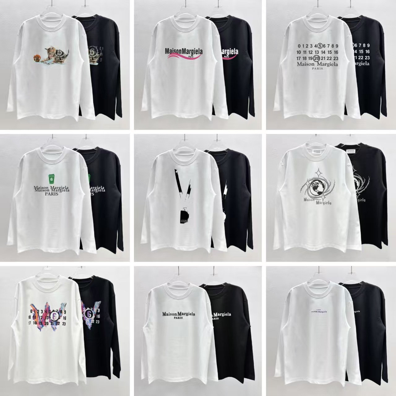 Cross-Border Trendy Brand Maison Margiela Mm6 Round Neck Long-Sleeve T-Shirt Unisex In-Stock Dropshipping