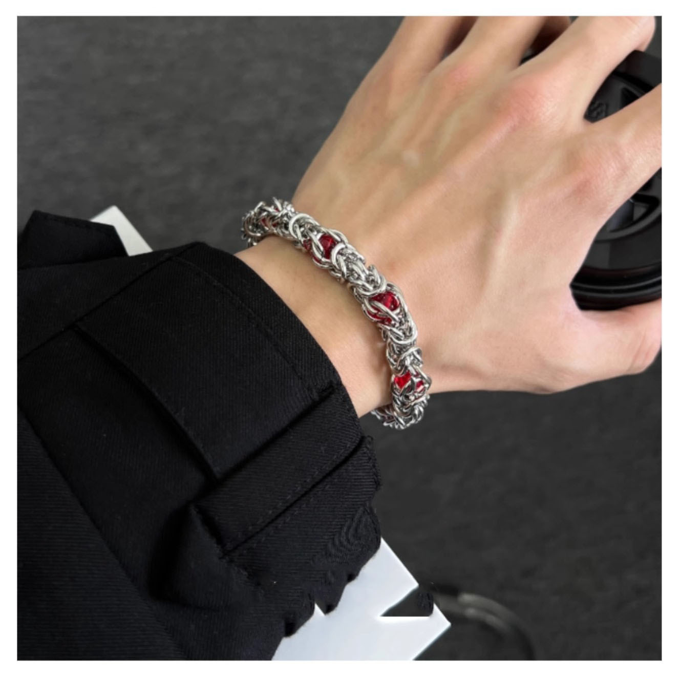 Cross-Border Hot-Selling Stainless Steel Gemstone-Encrusted Bracelet for Men and Women, Niche Design, Hip-Hop Thick Chain, Couple Accessories, Light Luxury QC 写真 1688 Qualit.ly