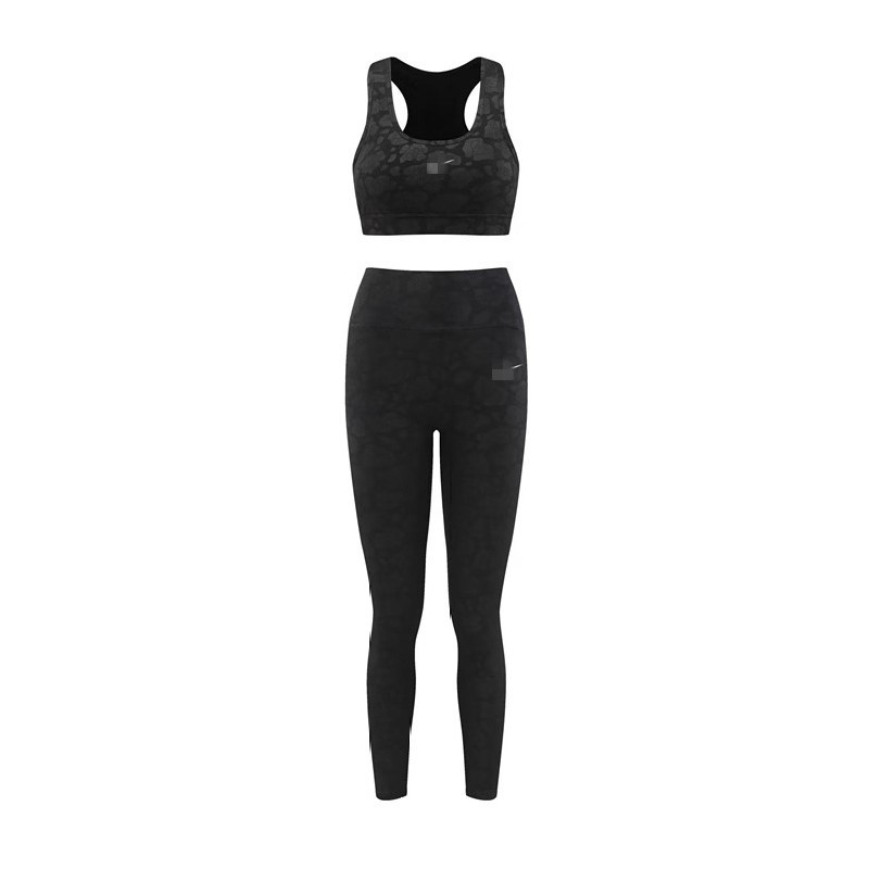 American Pilates Bra Training Fitness Clothing Set Women's High Waist Hip Lifting Abdominal Running Sports Vest Two-Piece Set Foto QC de 1688 na Qualit.ly