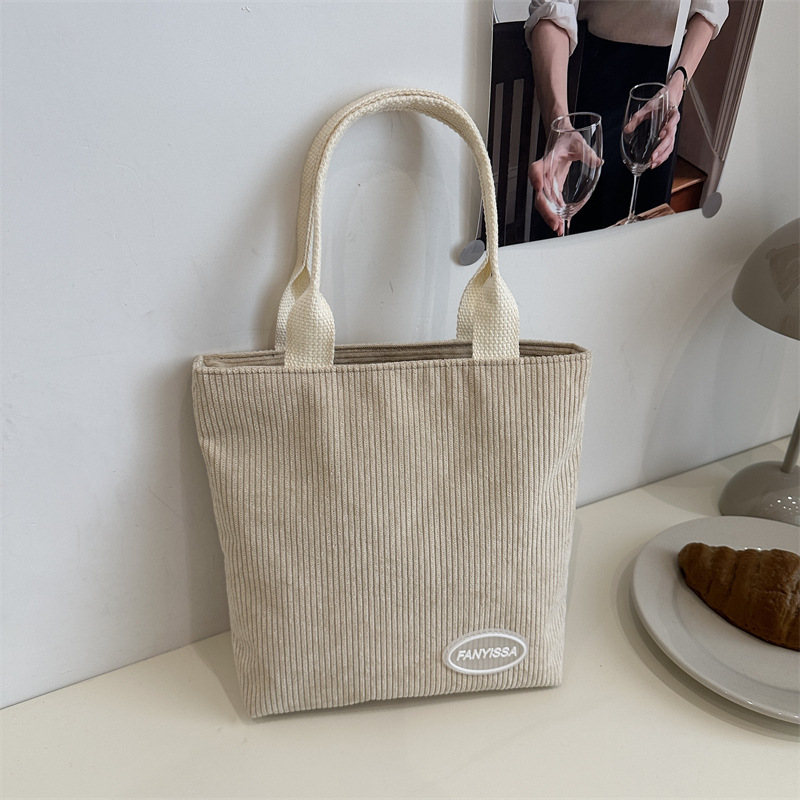 Japanese Style Corduroy Cute Small Handbag Women's Summer Ins Handbag for Work Lunch Bag Student Small Handbag