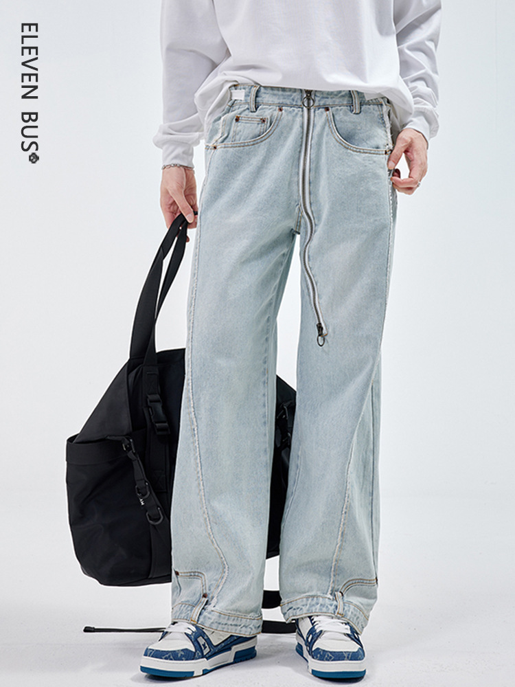 Light Blue Wide-Leg Straight Jeans for Men, 2026 Spring and Autumn New Style, Straight Loose Fit, Slimming and Versatile Jeans