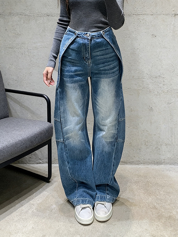Korean-Style Comfortable Casual Jeans for Women 20256 Spring New Fashion Versatile Design Straight-Leg Pants