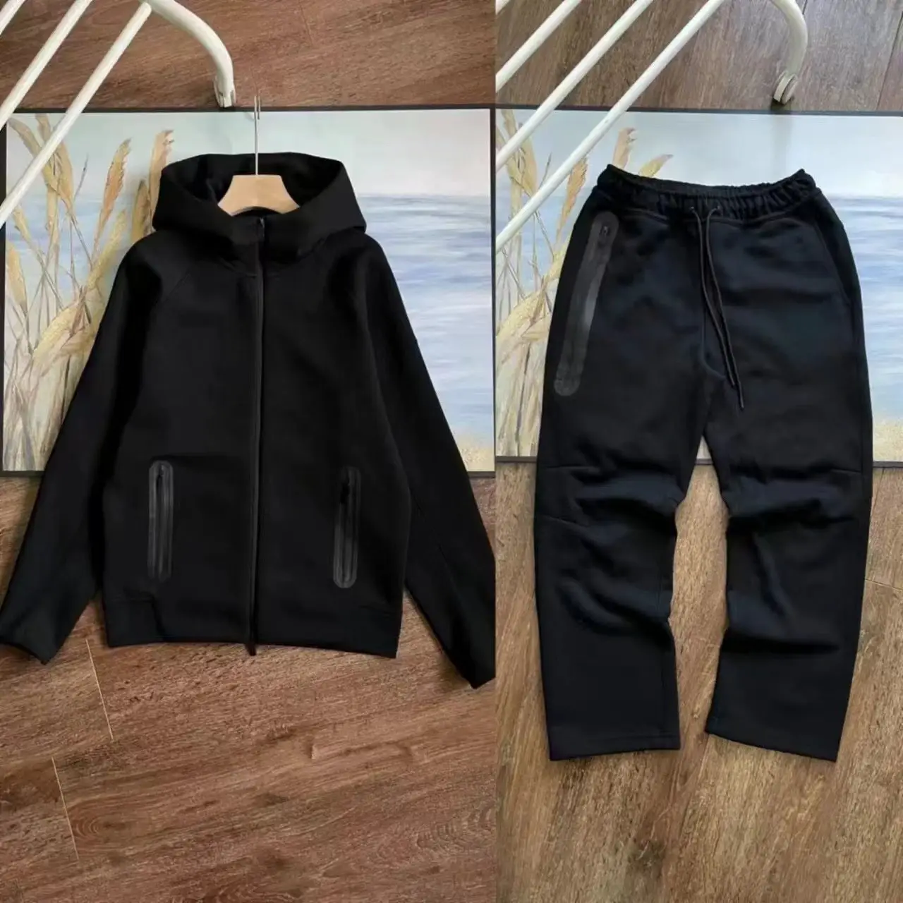 Nike Tech Fleece Full Zip Hoodie and Pants Set Black