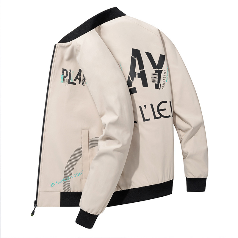 Wholesale overseas spring and autumn men's jacket coat men's trendy brand new zipper slim fit youth trendy baseball suit