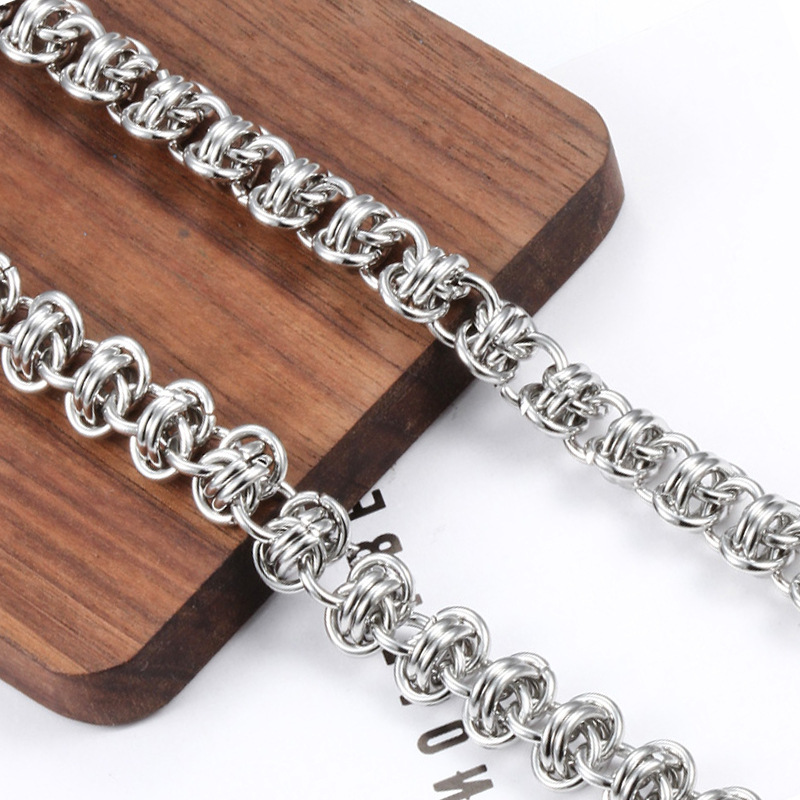 New Stainless Steel Double Ring Chain Jewelry Chain DIY Necklace Bracelet Hip Hop Trendy Cool Fashion Chain Cuban Accessories