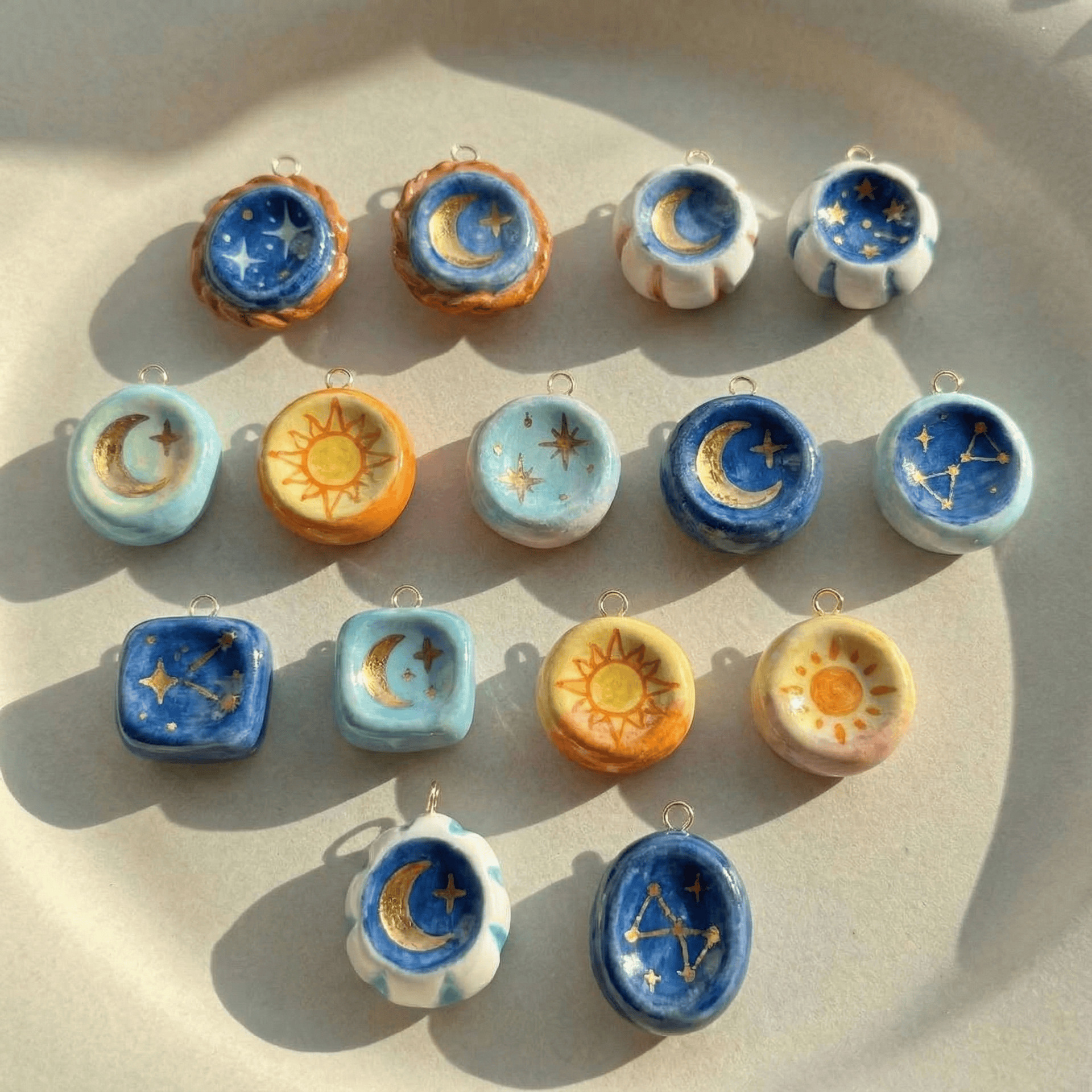 European and American Cross-Border New Stainless Steel Star Stone Color Printing Pendant Accessories DIY Vacuum Electroplating Color Preservation