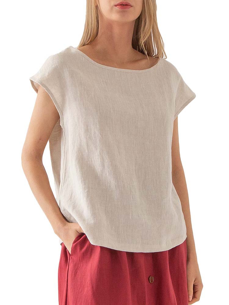Linen Short-Sleeved T-Shirt Cross-Border Linen Specially Designed for European and American Clothing Summer New Simple Casual Style Large Size Top T-Shirt