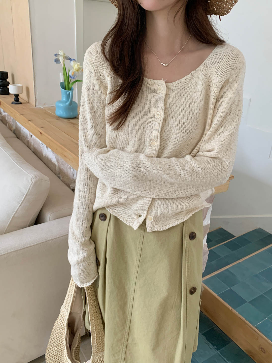 Gagd French-Style Sweet Thin Knit Cardigan for Women, New Spring Model with Textured Design, Lazy Long-Sleeve Knit Sweater for Women