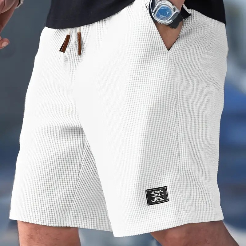 Cross-Border European and American Summer White Pants Men's Casual Sports Pants Outerwear Five-Point Pants Corn Pattern Corduroy Shorts