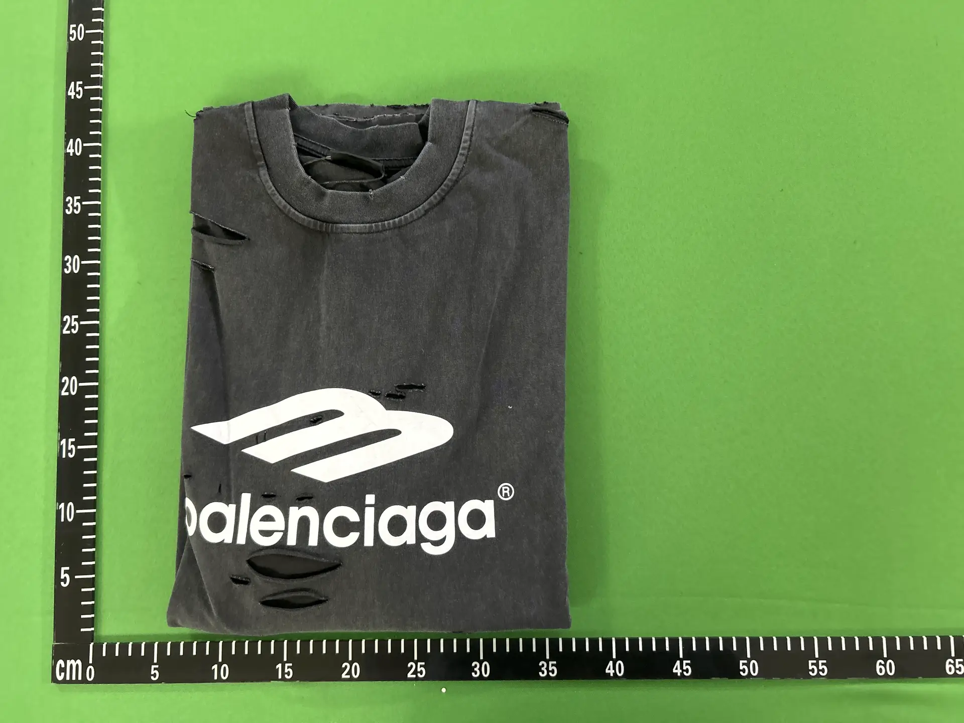 Balenciaga Grey Distressed Logo T-Shirt