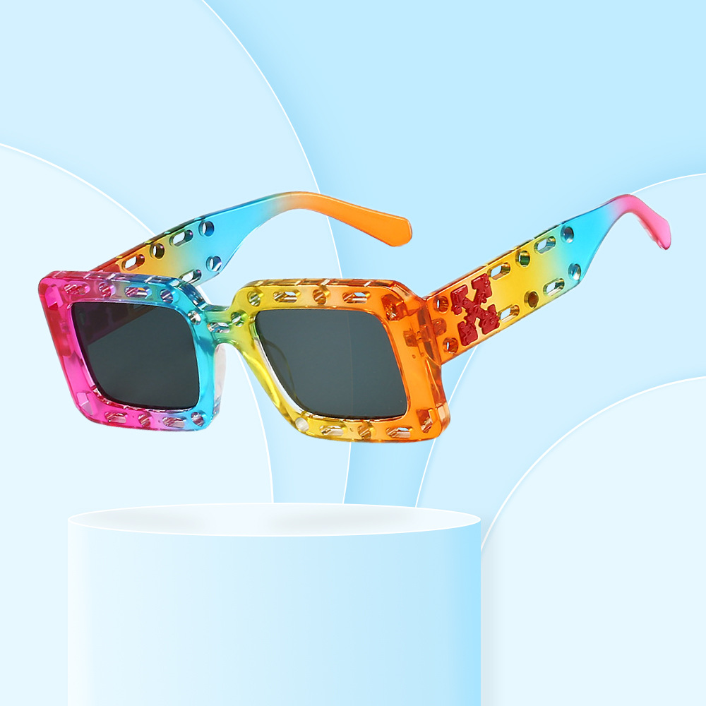 New Fashion Box Candy Color Personalized Avant-garde Hip-hop Hollow European and American Show Sunglasses Ins Internet Celebrity Sunglasses