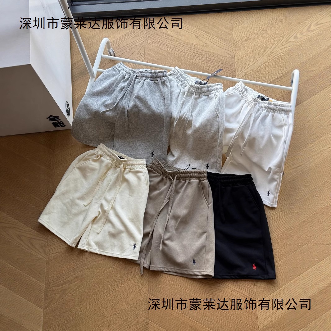 Cross-Border Rl Cotton Shorts Casual Five-Point Beach Shorts Men's Casual Retro Pony Embroidery