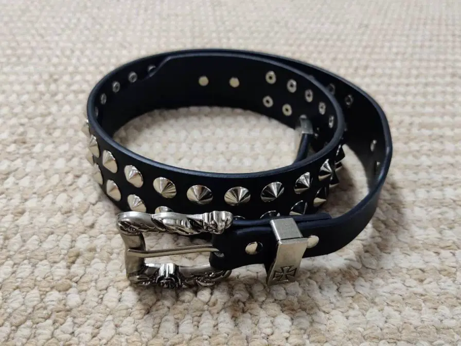 In stock ERD melancholic rich second-generation 24ss cross rivet belt double row nail punk belt